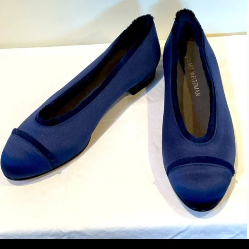 Stuart Weitzman blue satin flats